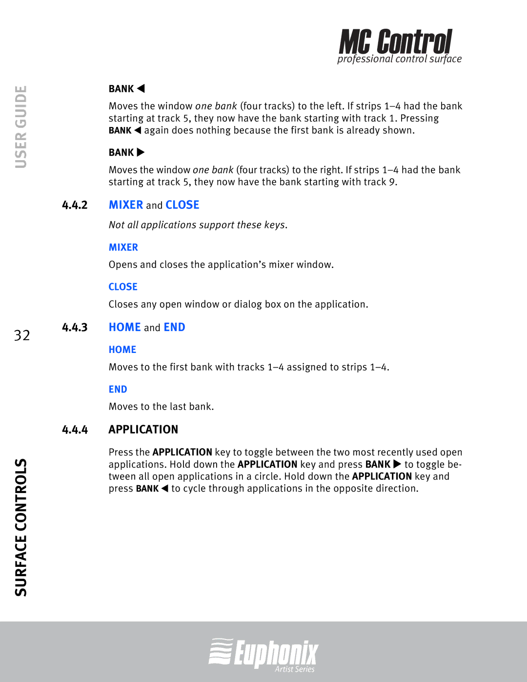 Euphonix MC Control manual Application 