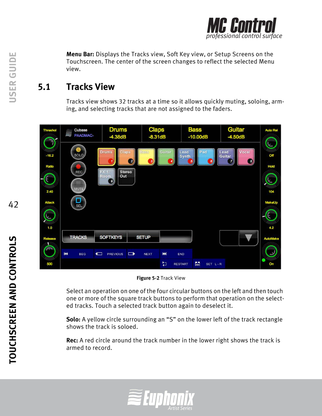 Euphonix MC Control manual Tracks View, Track View 