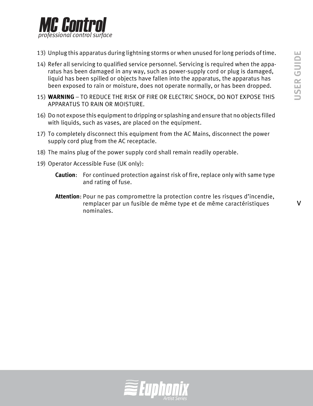 Euphonix MC Control manual User Guide 