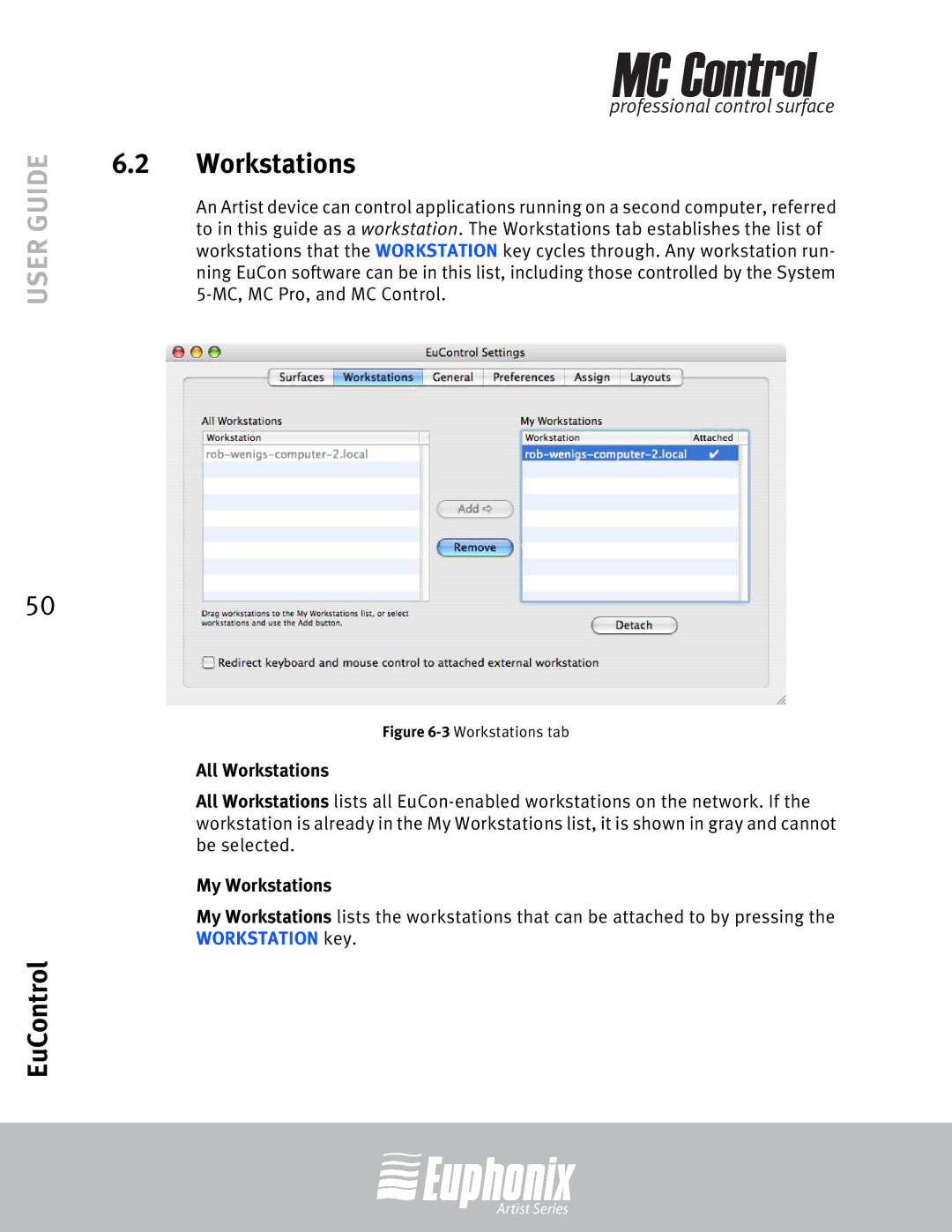 Euphonix MC Control manual All Workstations, My Workstations 