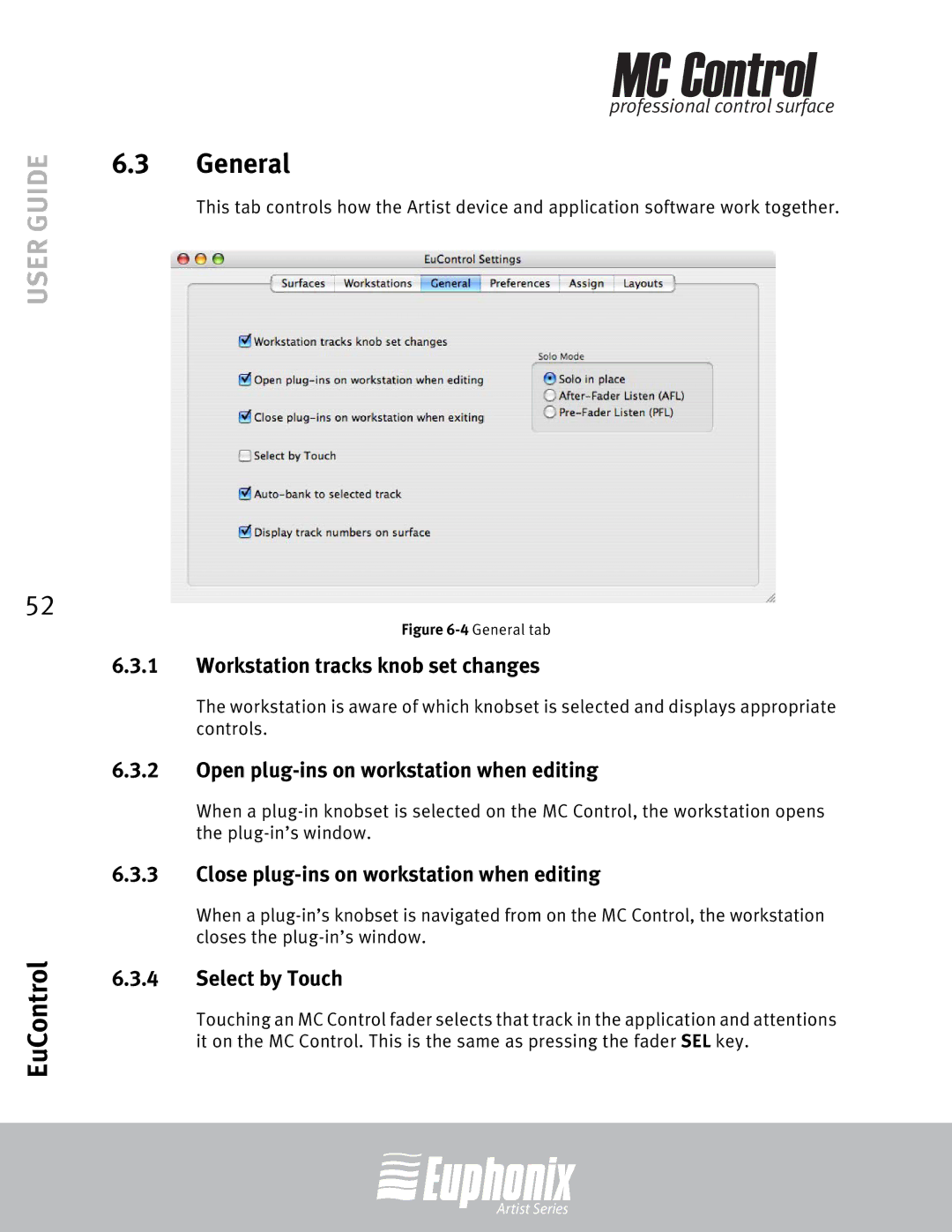 Euphonix MC Control manual General, Workstation tracks knob set changes, Open plug-ins on workstation when editing 