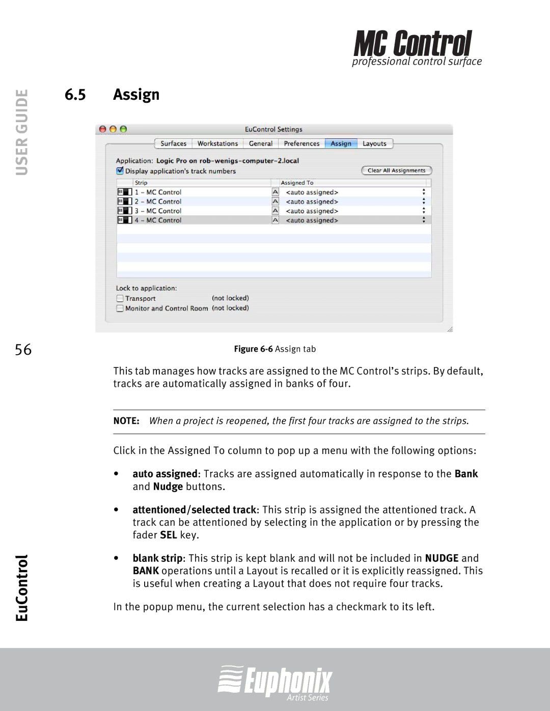 Euphonix MC Control manual Assign tab 