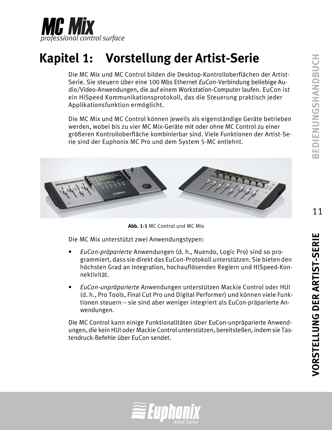 Euphonix MC Mix manual Kapitel 1 Vorstellung der Artist-Serie 