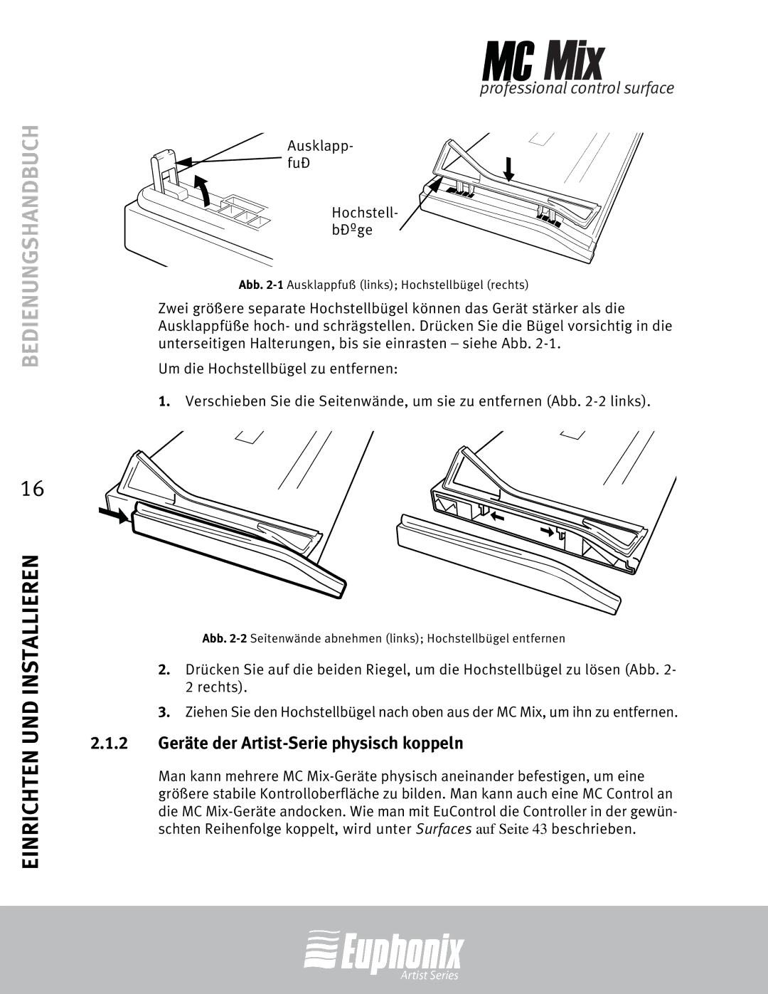 Euphonix MC Mix manual 2 Geräte der Artist-Serie physisch koppeln 