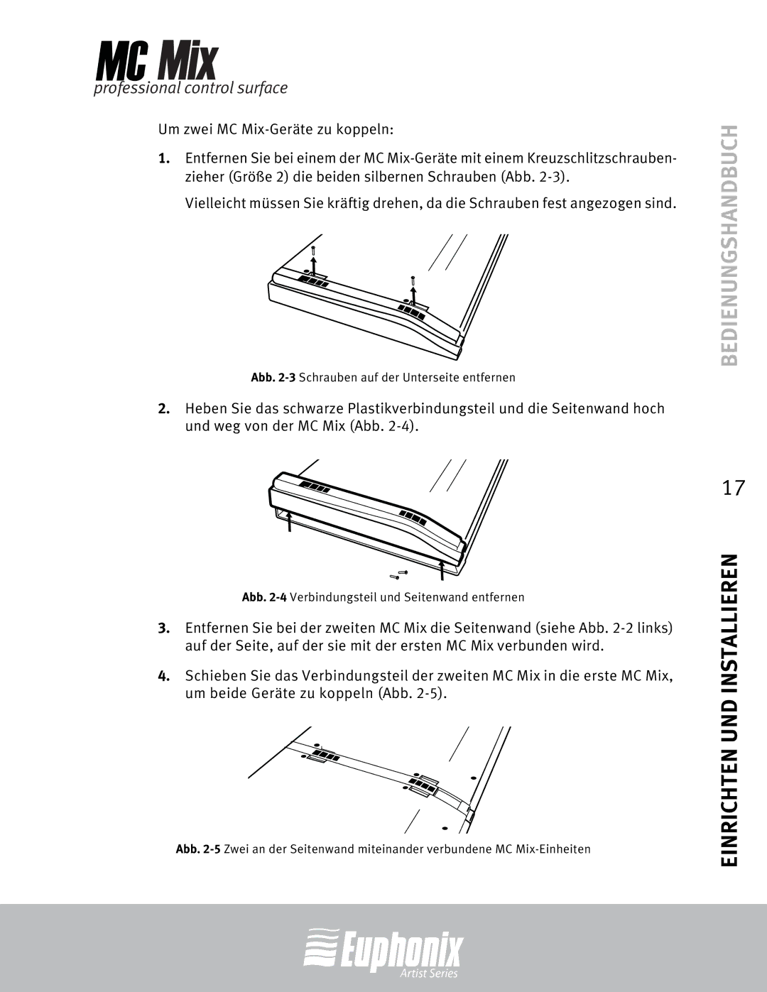 Euphonix manual Um zwei MC Mix-Geräte zu koppeln 