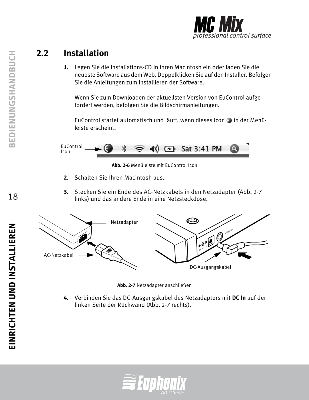 Euphonix MC Mix manual Installation 