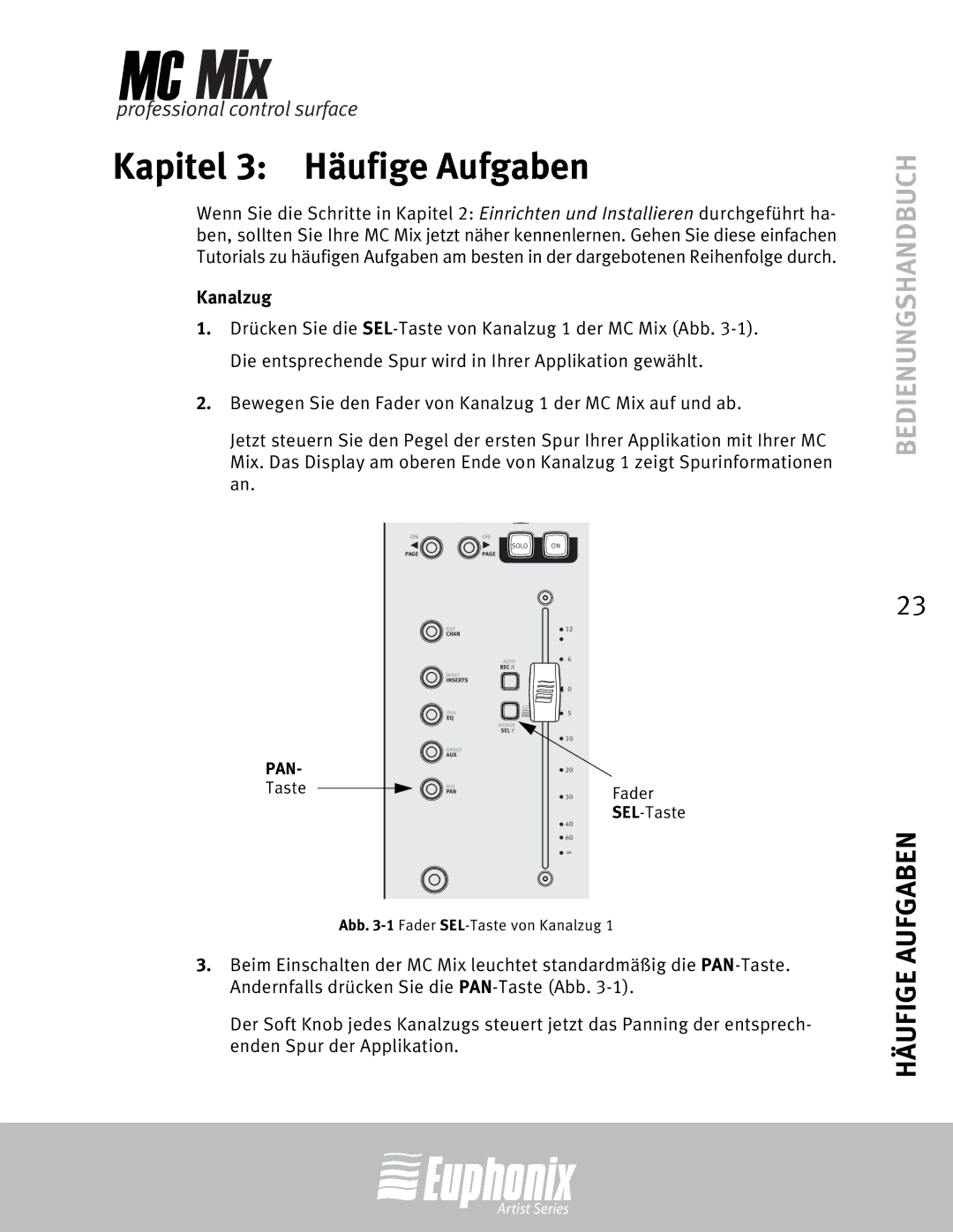 Euphonix MC Mix manual Kapitel 3 Häufige Aufgaben, Kanalzug 