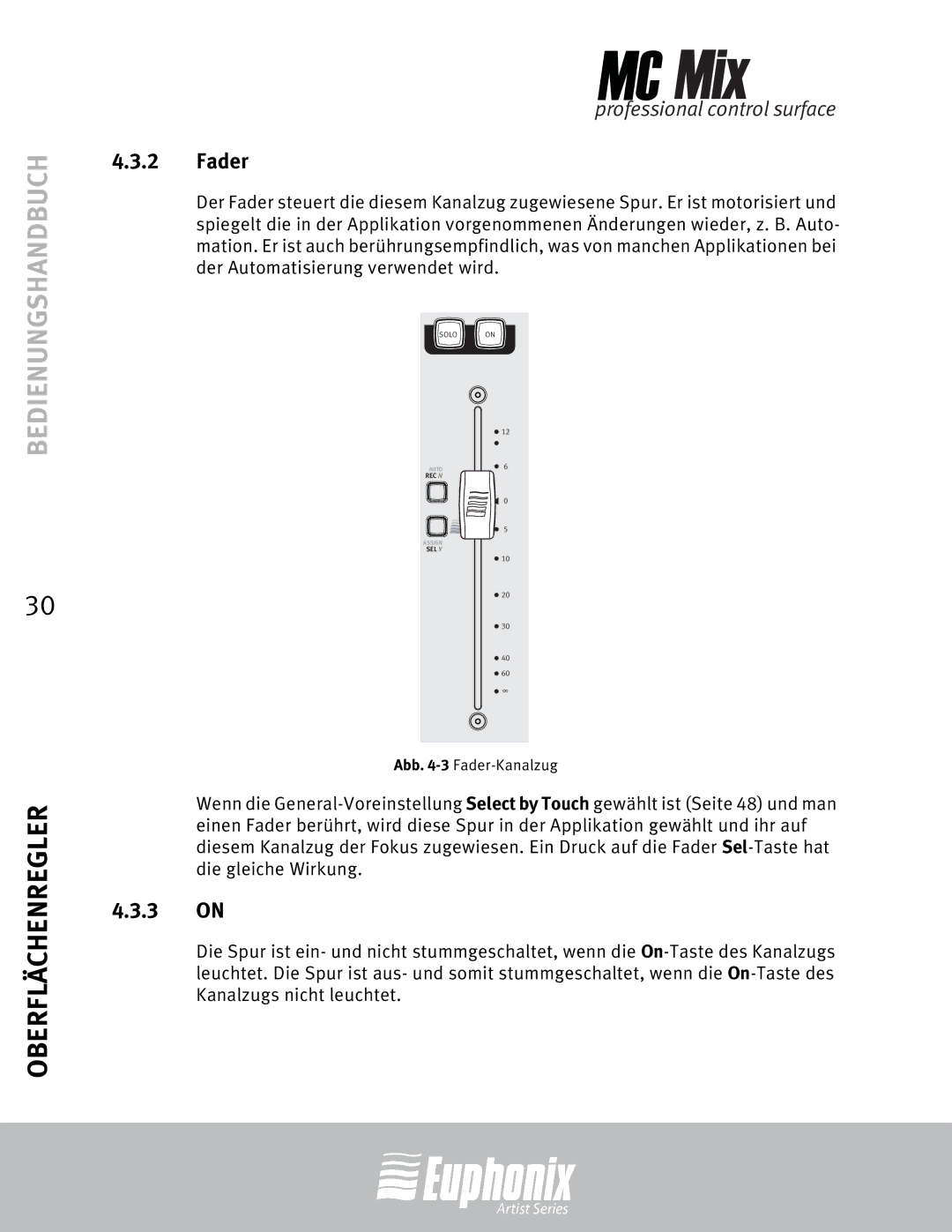 Euphonix MC Mix manual Fader, 3 on 