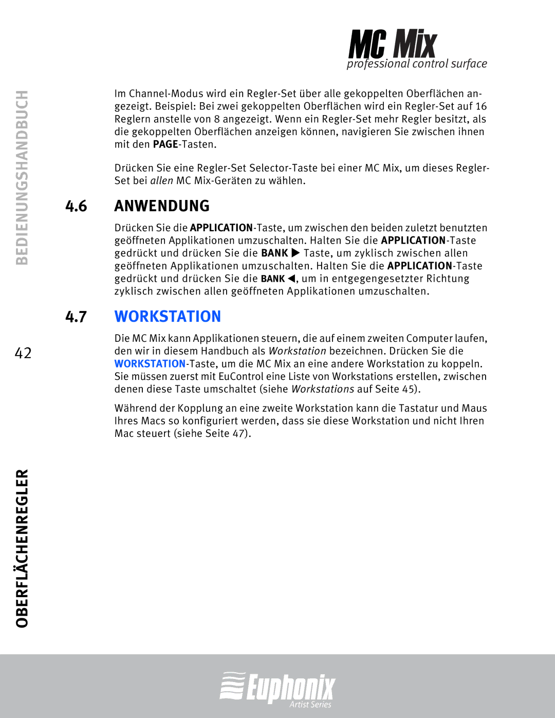 Euphonix MC Mix manual Workstation 