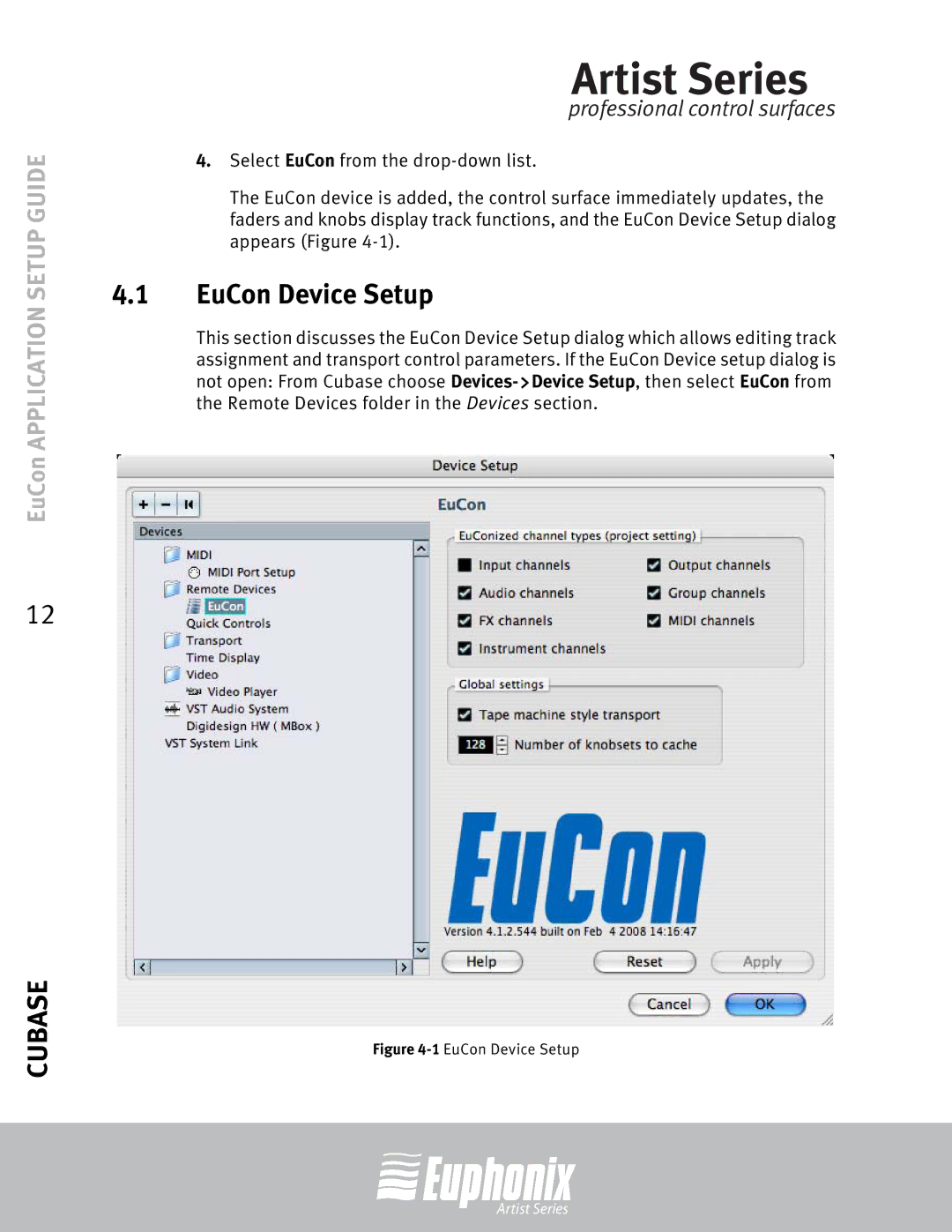 Euphonix MC Mix, MC Control, Professional Control Surface setup guide EuCon Device Setup 