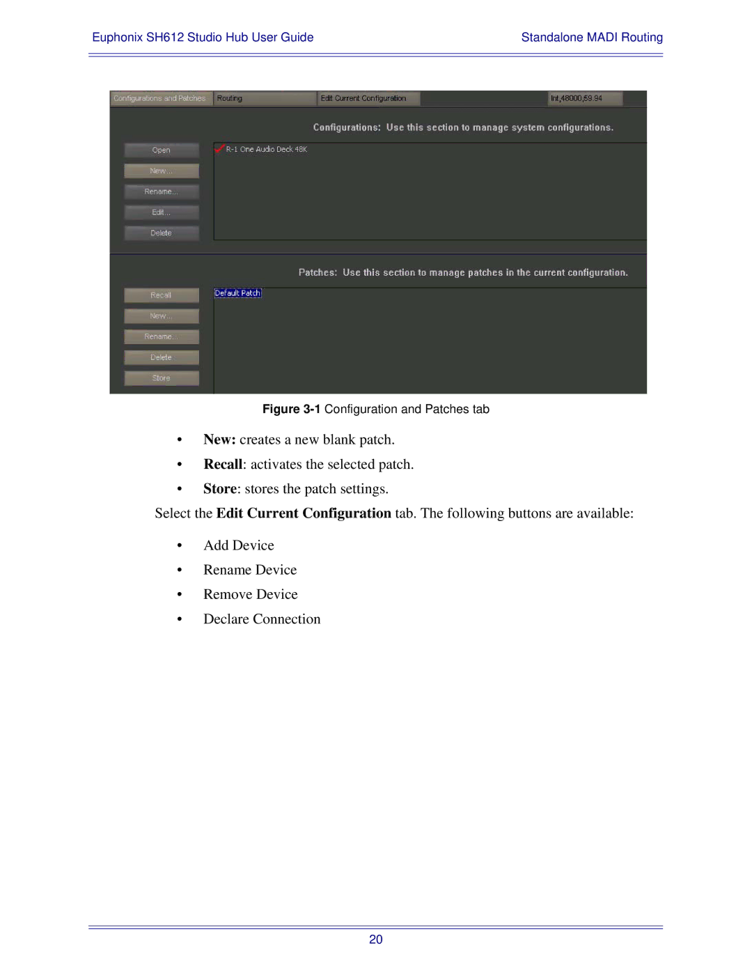 Euphonix manual Euphonix SH612 Studio Hub User Guide Standalone Madi Routing 