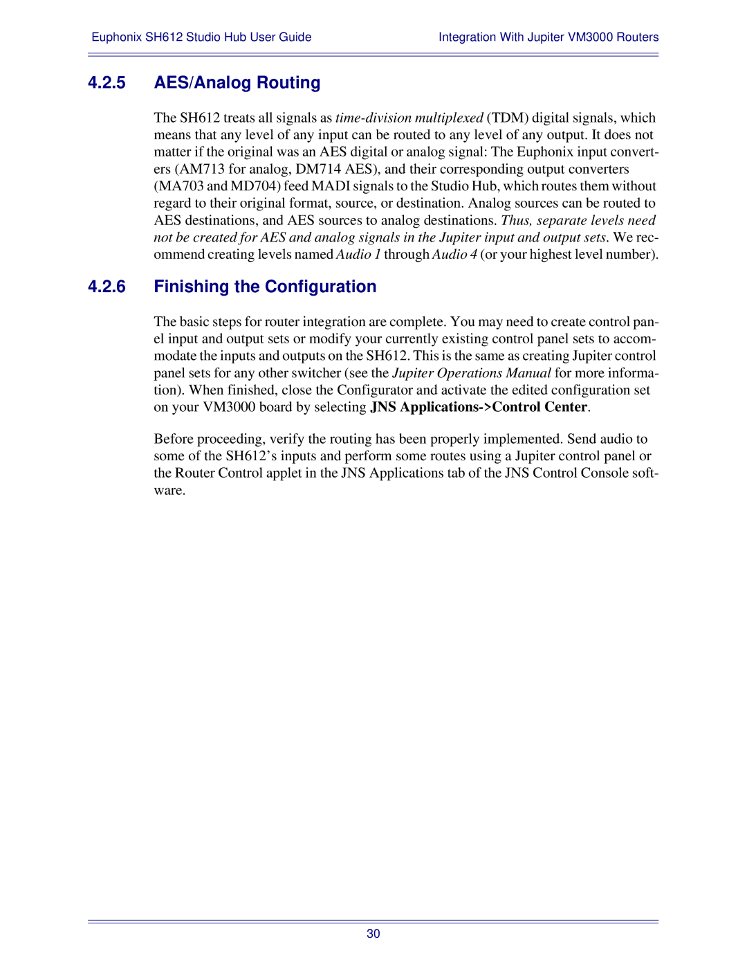 Euphonix SH612 manual 5 AES/Analog Routing, Finishing the Configuration 