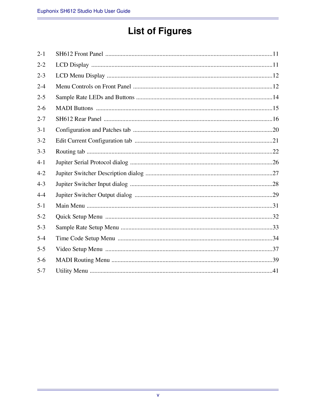 Euphonix SH612 manual List of Figures 