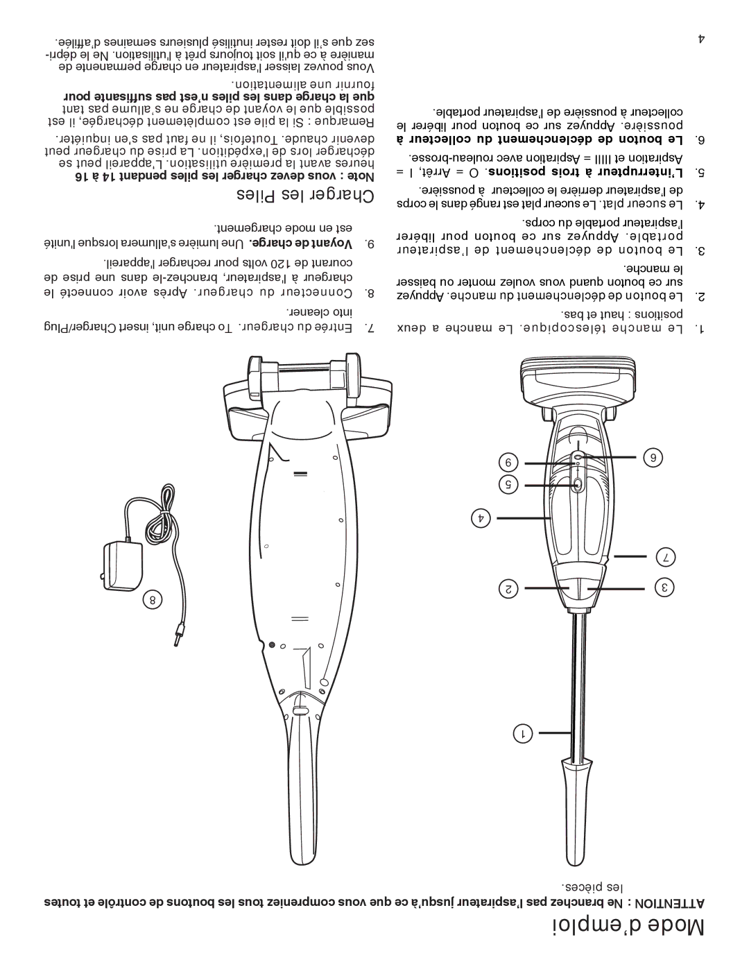 Eureka 100-110 warranty ’emploi Mode 