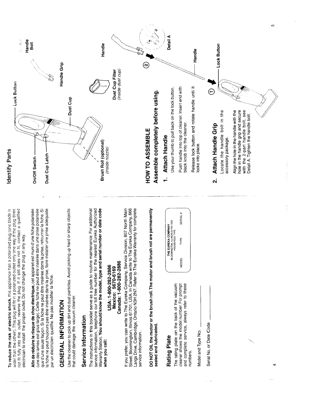 Eureka 169B manual 