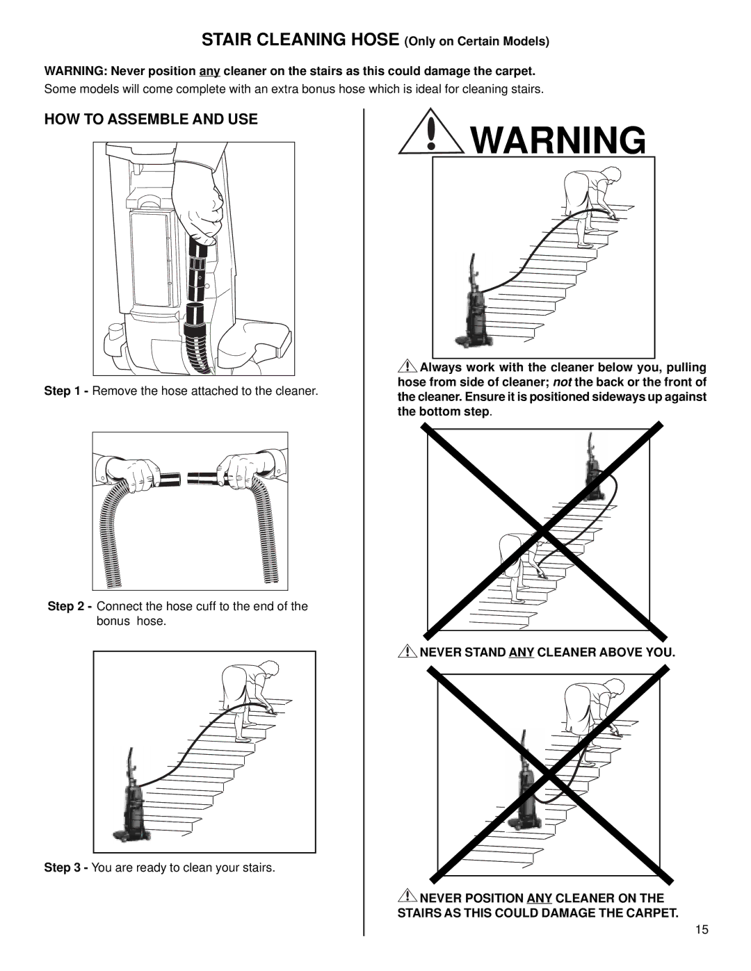 Eureka 2280 warranty HOW to Assemble and USE, Stair Cleaning Hose Only on Certain Models 