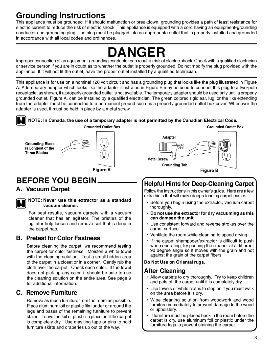 Eureka 2590 Series manual Grounding Instructions, Before YOU Begin 