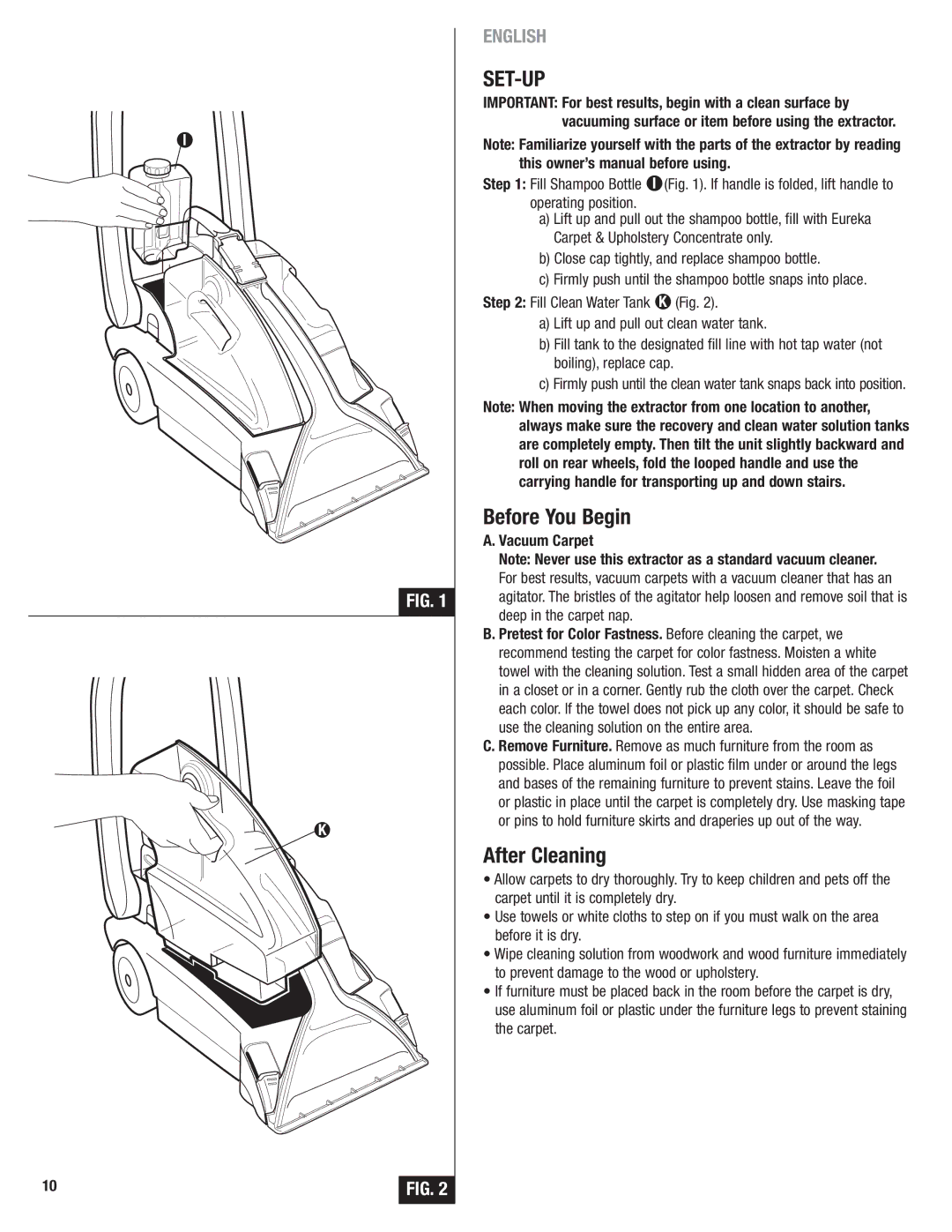 Eureka 2590 manual Set-Up, Before You Begin, After Cleaning, Vacuum Carpet 