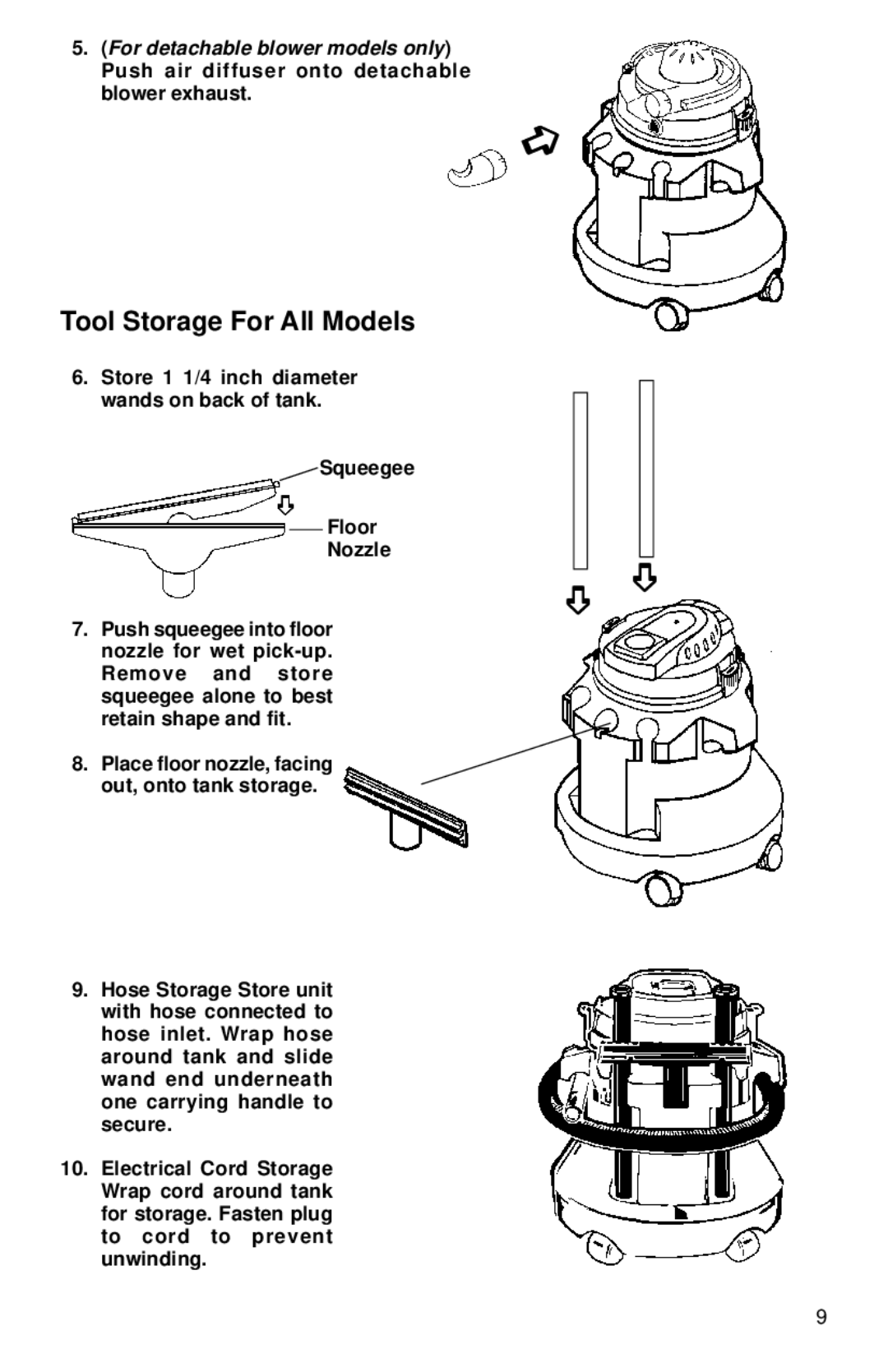 Eureka 2800 Series warranty Tool Storage For All Models 