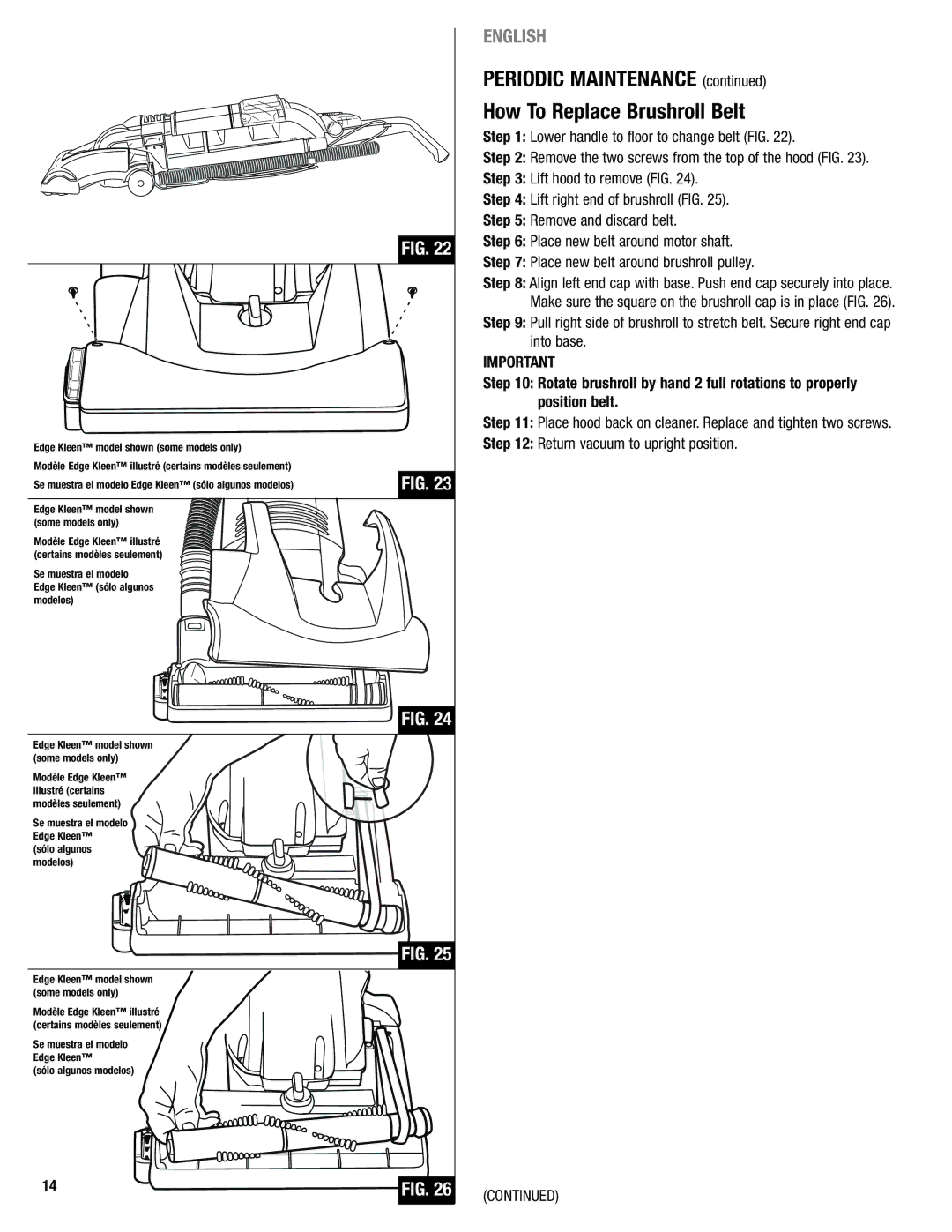 Eureka 2940 manual Periodic Maintenance How To Replace Brushroll Belt, Return vacuum to upright position 