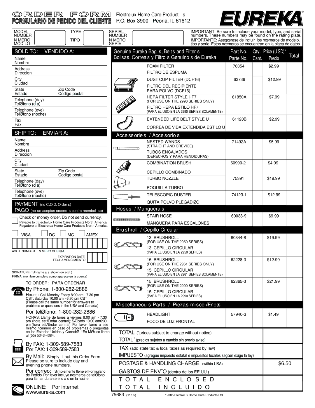 Eureka 2940 manual T a L E N C L O S E D T a L I N C L U I D O 