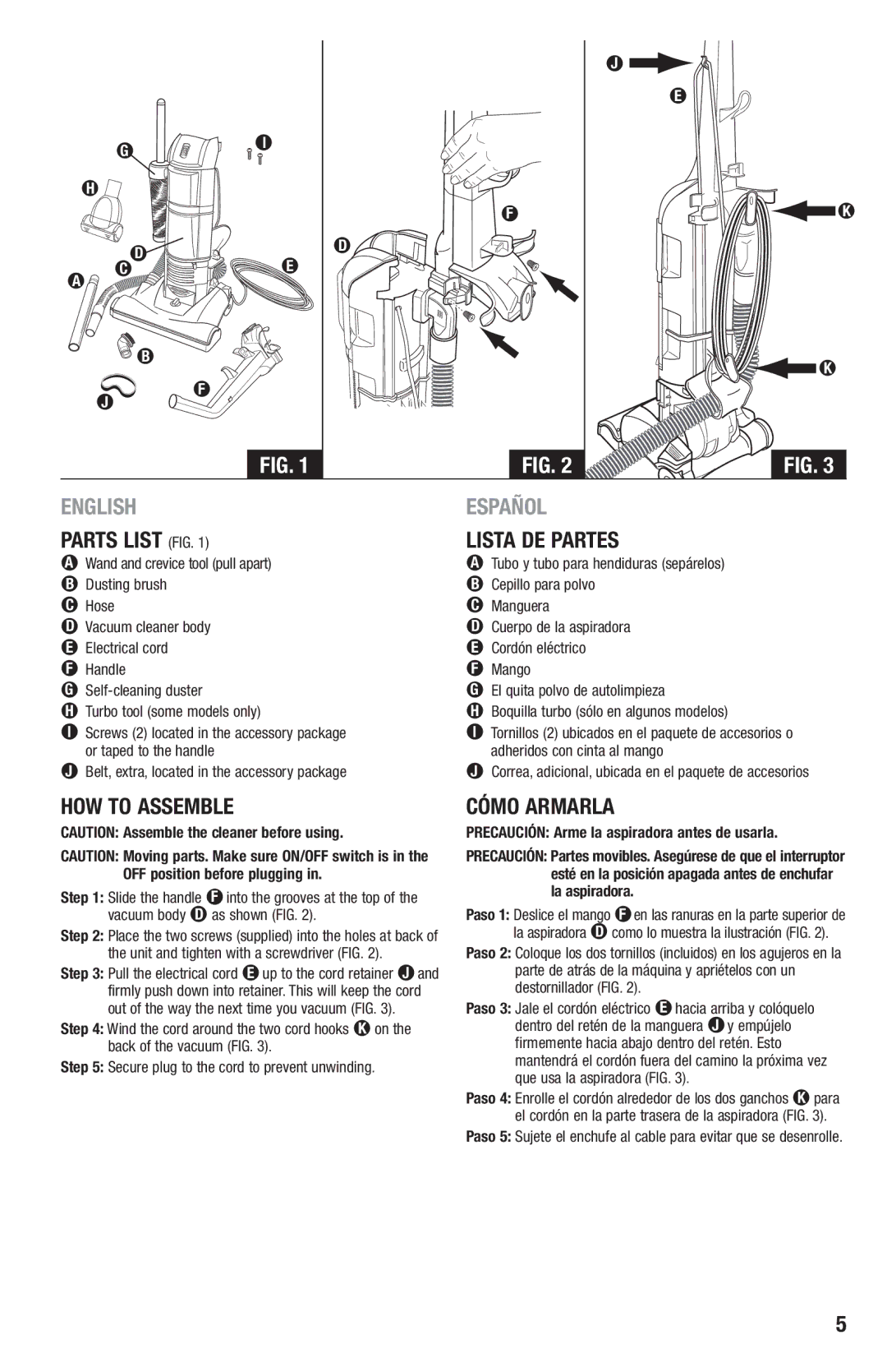 Eureka 2970-2999 Series manual HOW to Assemble, Lista DE Partes, Cómo Armarla, Hose 