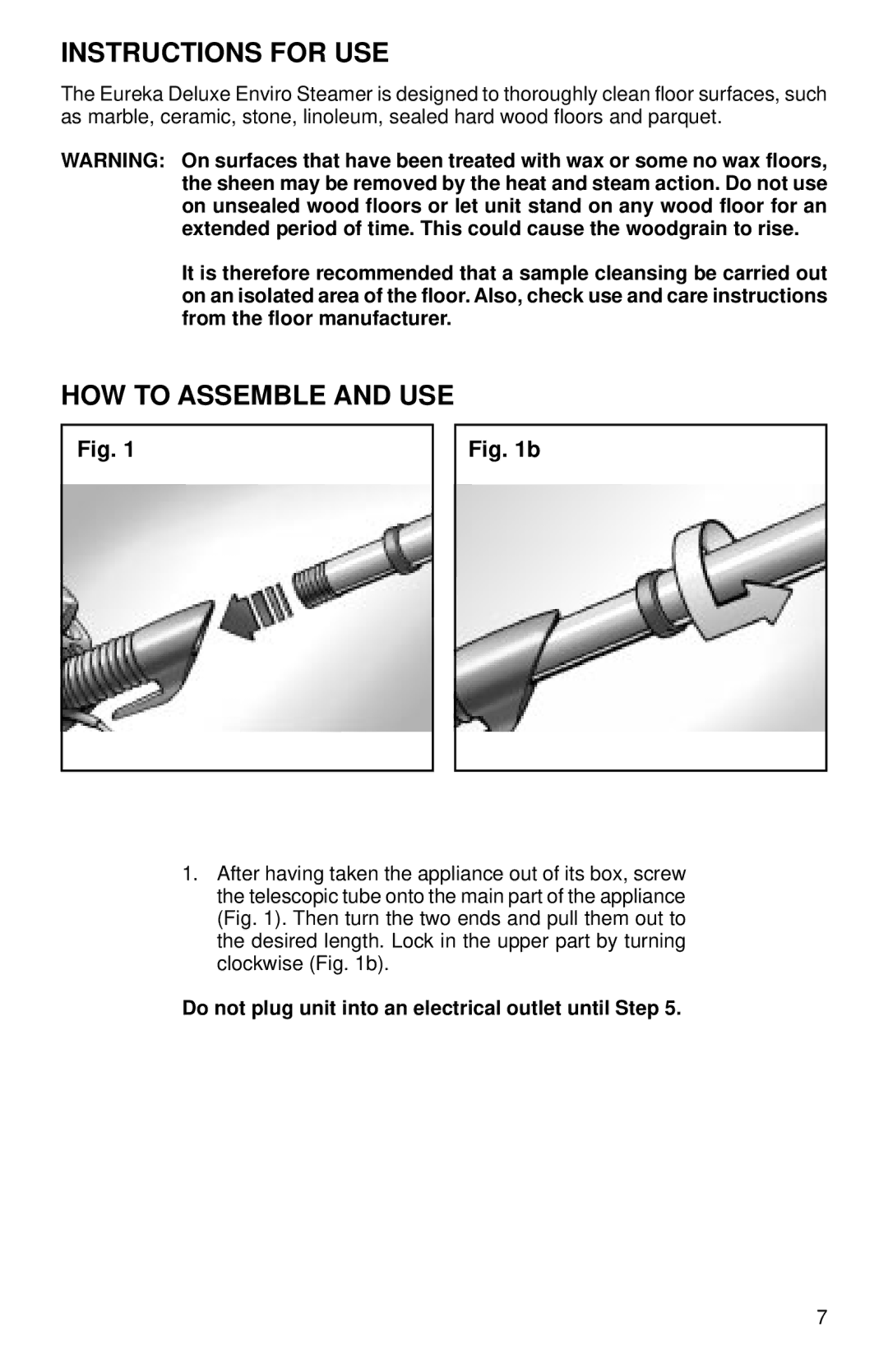 Eureka 310 warranty Instructions for USE, HOW to Assemble and USE 