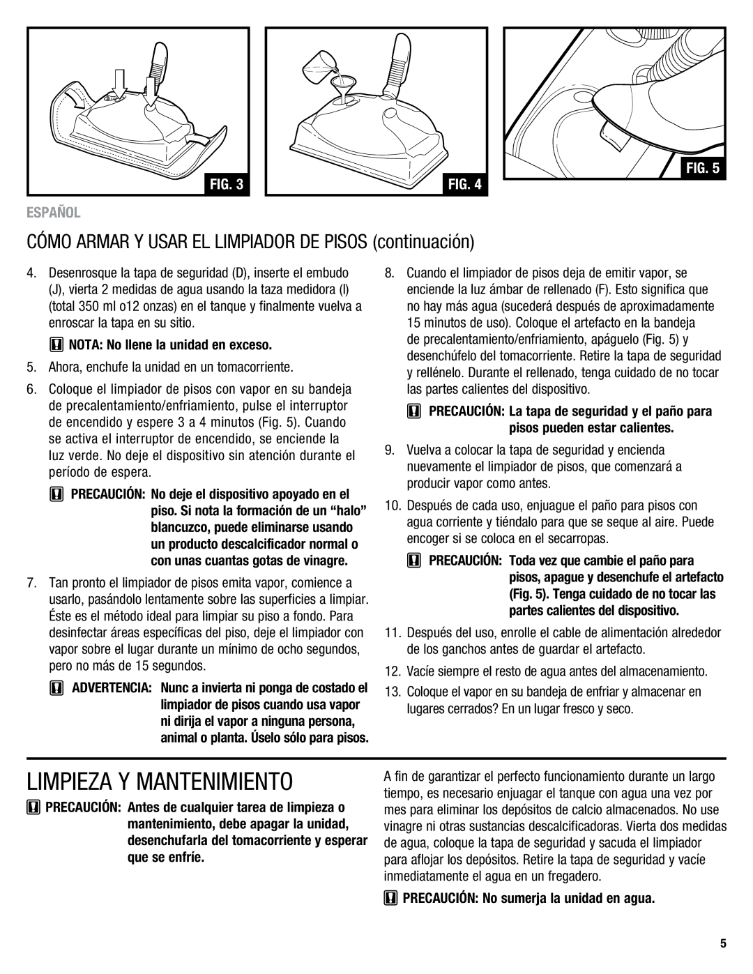 Eureka 313 warranty Limpieza Y Mantenimiento, Cómo Armar Y Usar EL Limpiador DE Pisos continuación 