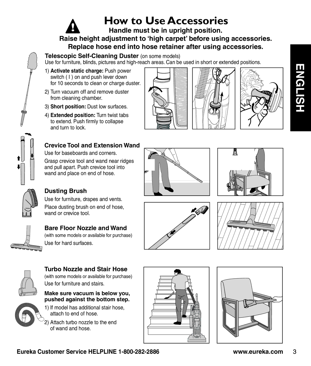 Eureka 3276-3280 manual How to Use Accessories 