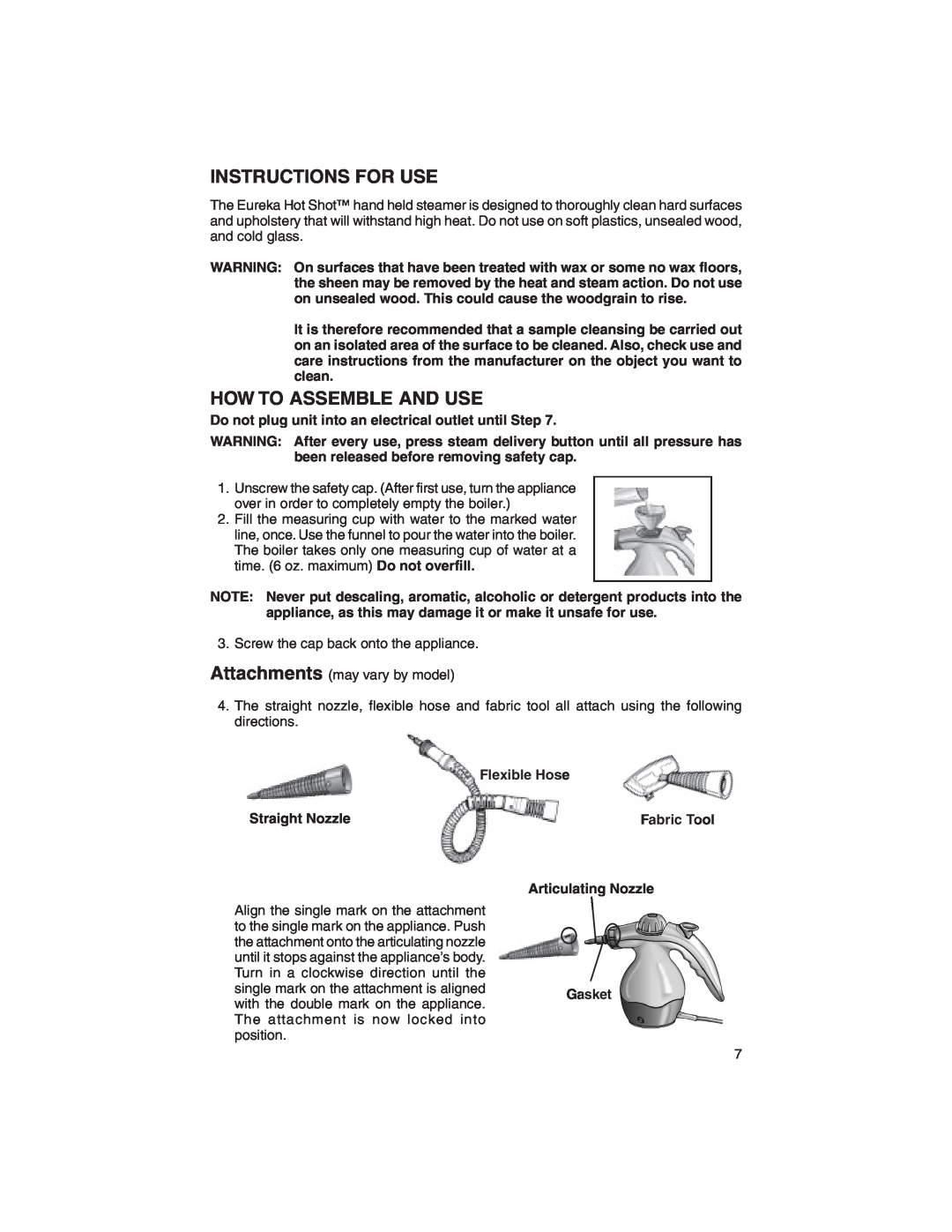 Eureka 340, 350 warranty Instructions For Use, How To Assemble And Use 