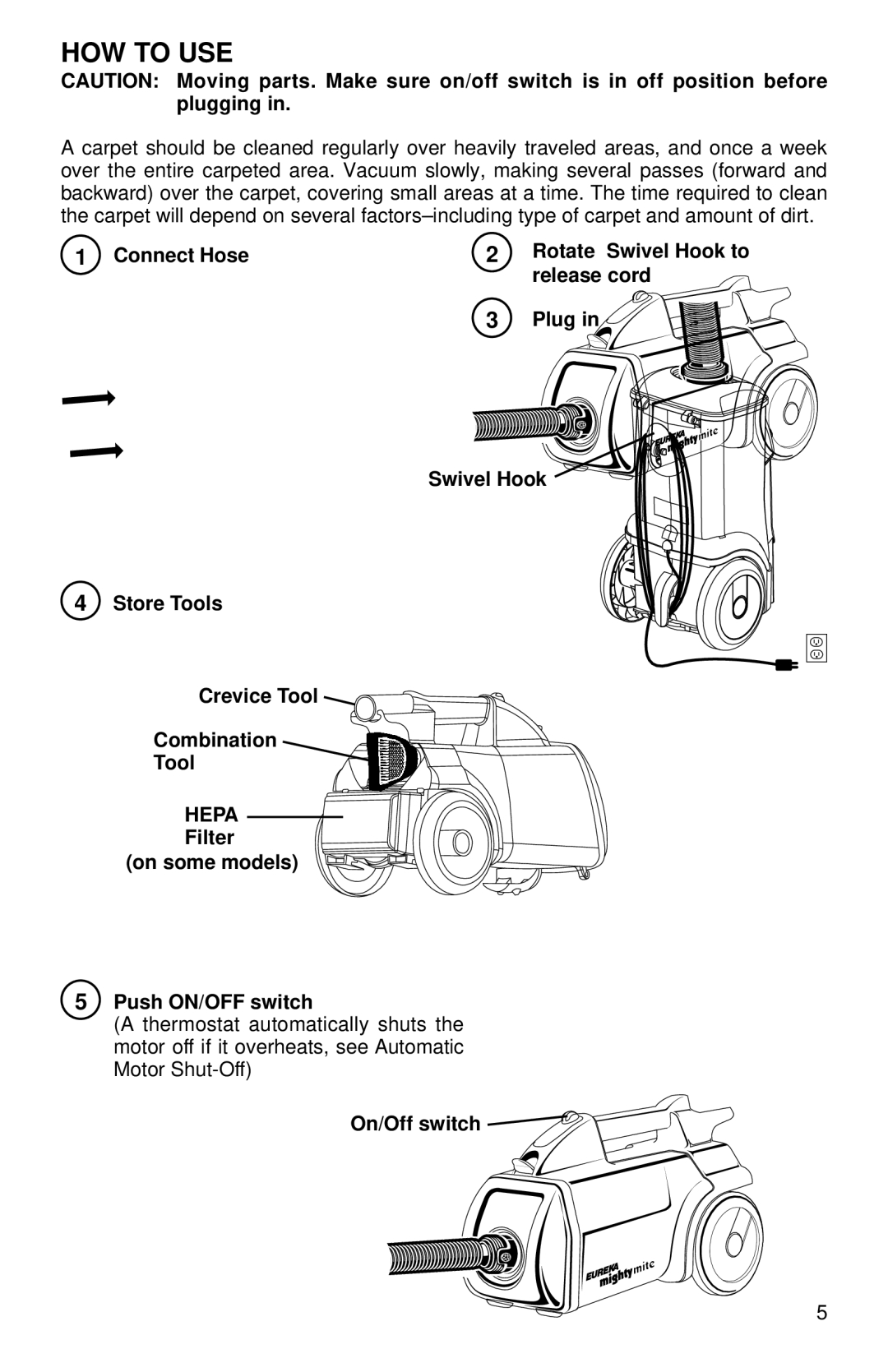 Eureka 3670-3695 warranty HOW to USE, Hepa 