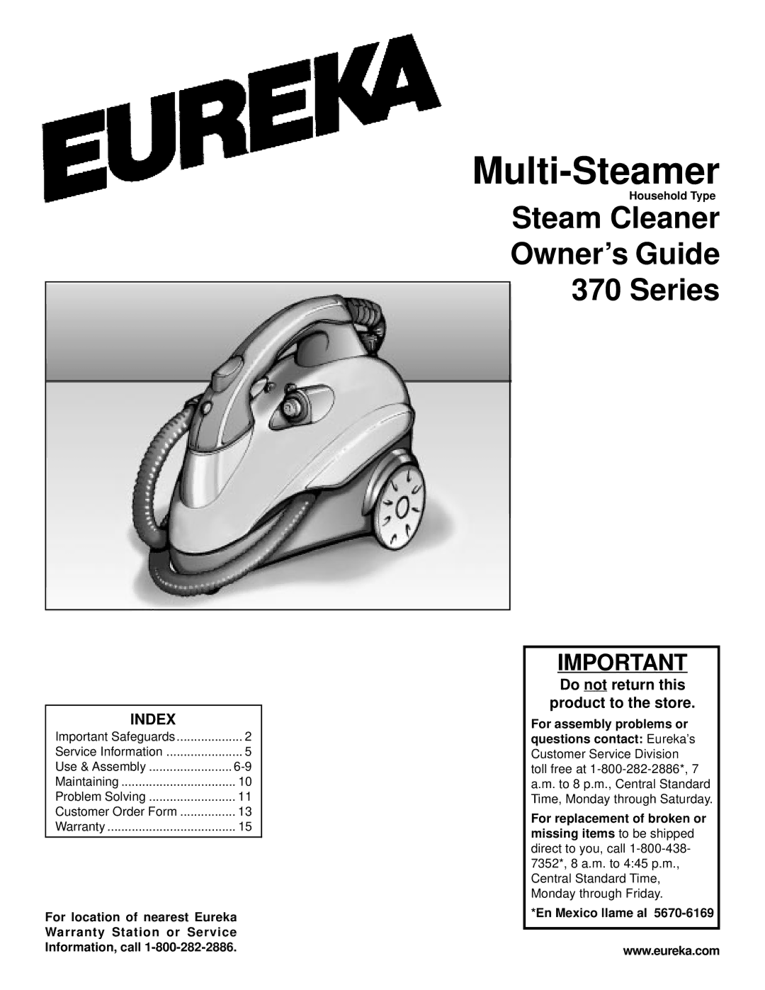 Eureka 370 warranty Multi-Steamer 