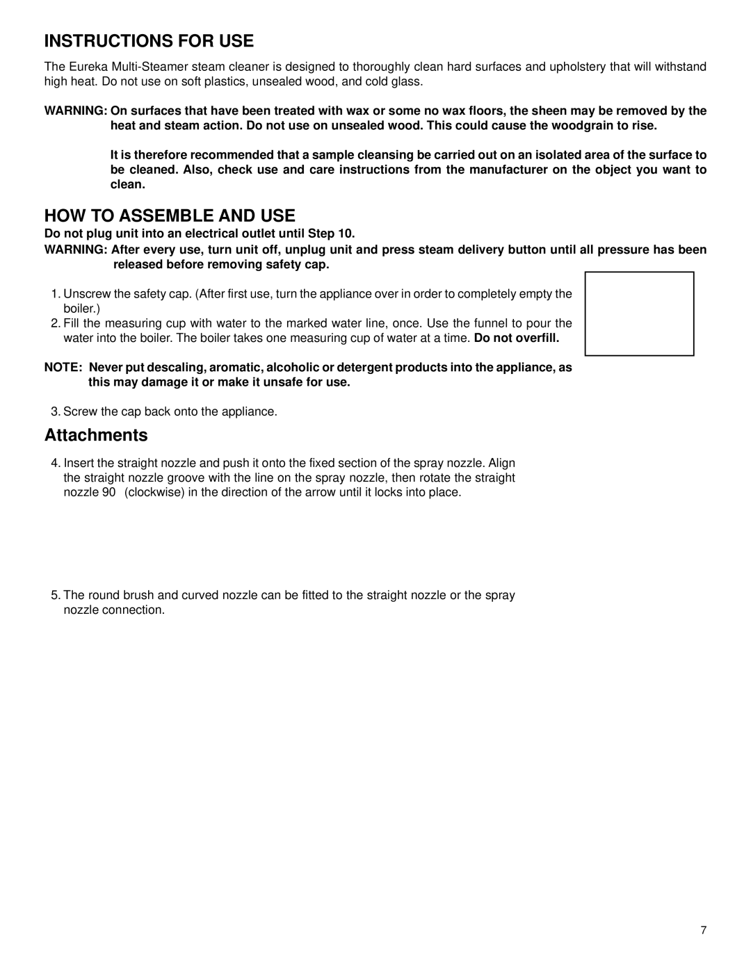 Eureka 370 warranty Instructions for USE, HOW to Assemble and USE, Attachments 