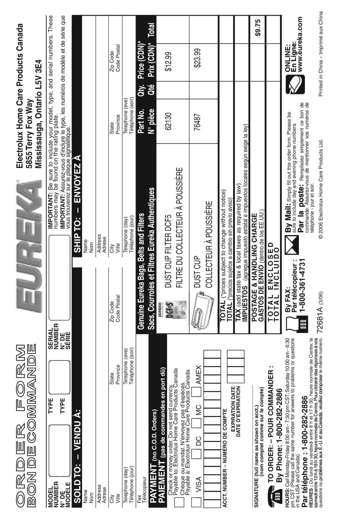 Eureka 400-409 manual $ 4/ n 6%.$5. 30 4/ n %.6/9%% 