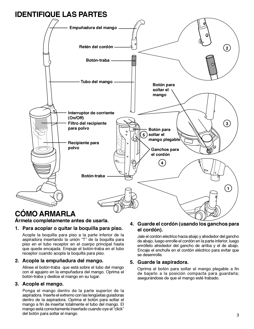 Eureka 420 warranty Identifique LAS Partes, Cómo Armarla 