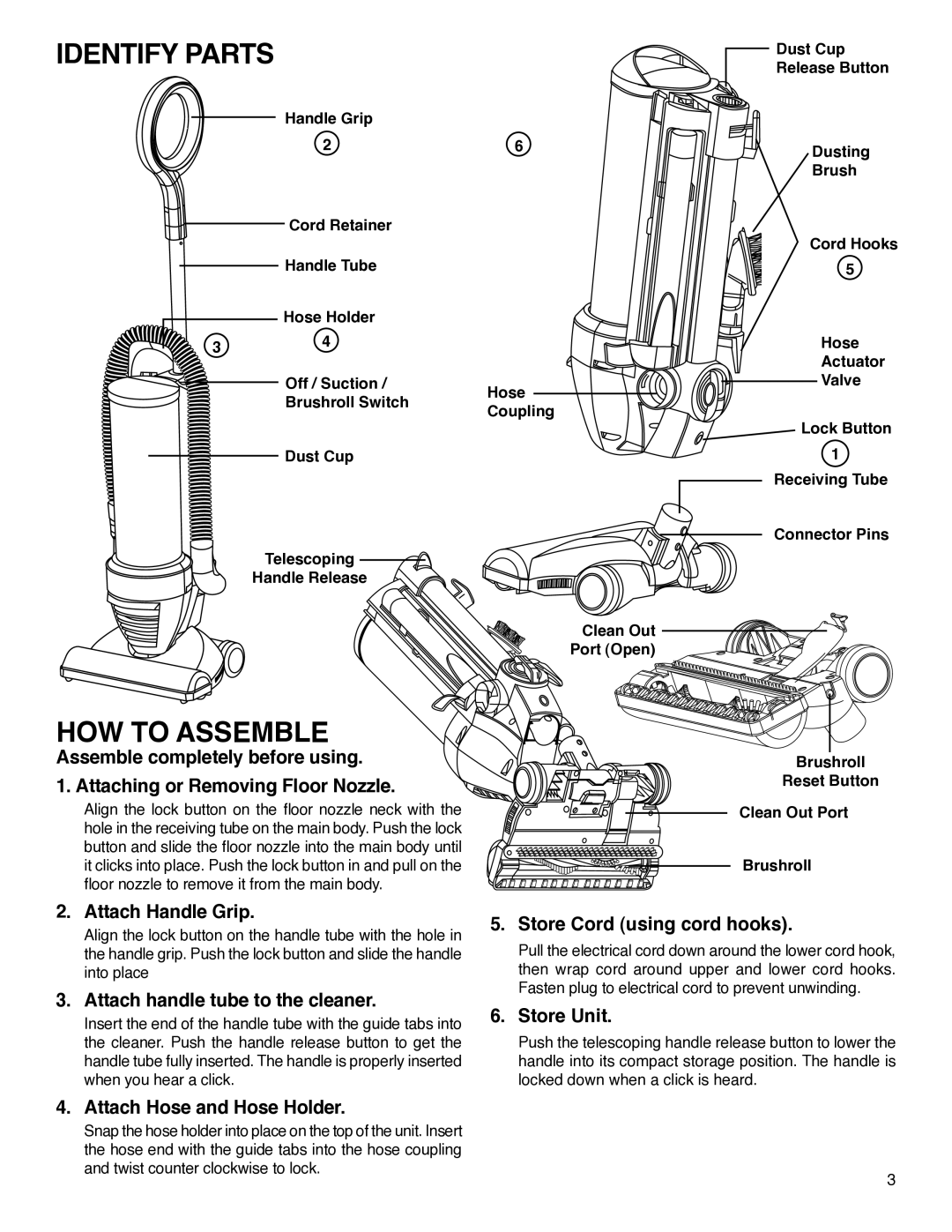 Eureka 430 Series warranty Identify Parts, HOW to Assemble 