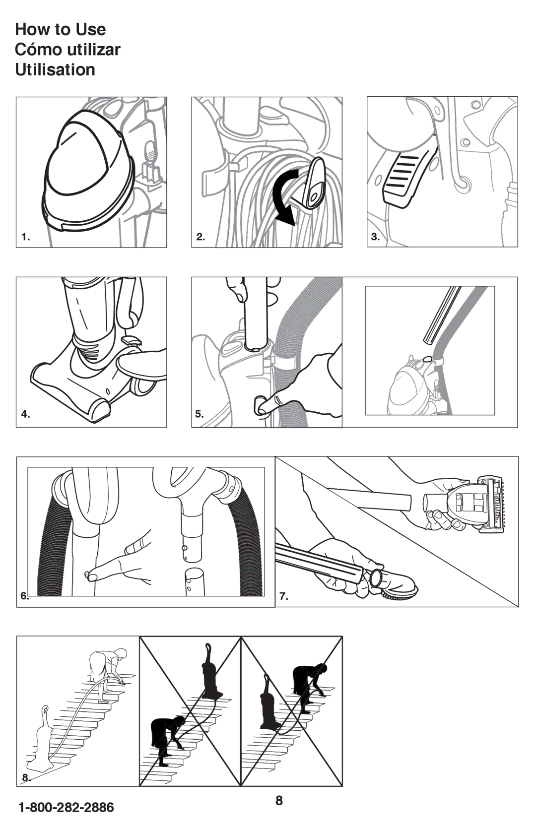 Eureka 460 manual How to Use Cómo utilizar Utilisation 