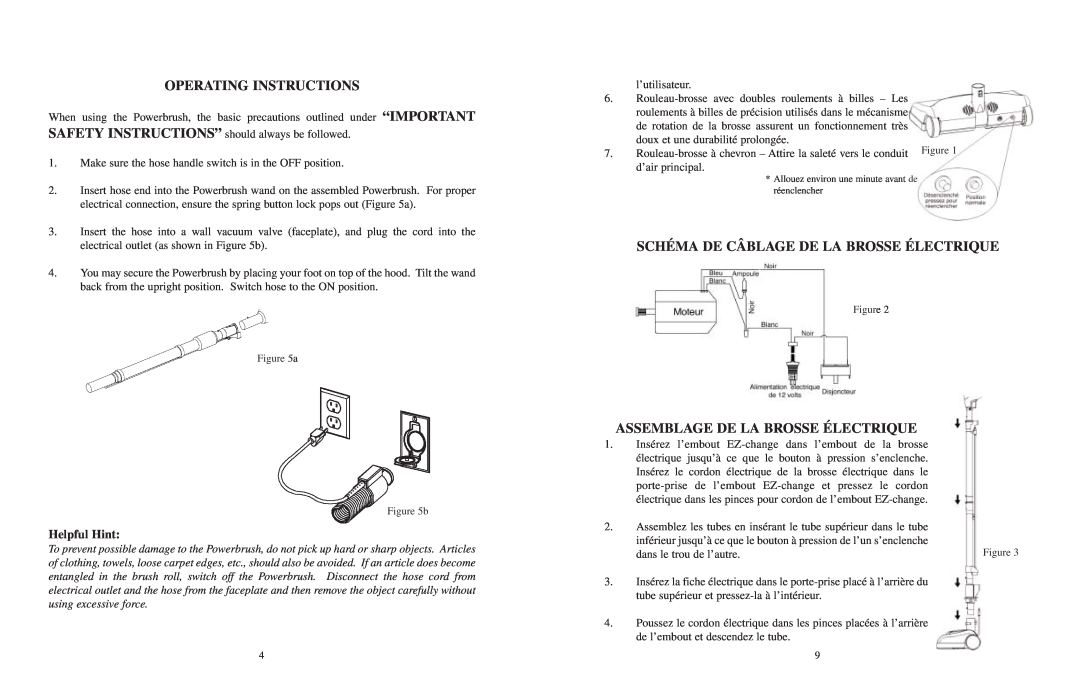 Eureka 460170 Operating Instructions, Schéma De Câblage De La Brosse Électrique, Assemblage De La Brosse Électrique 