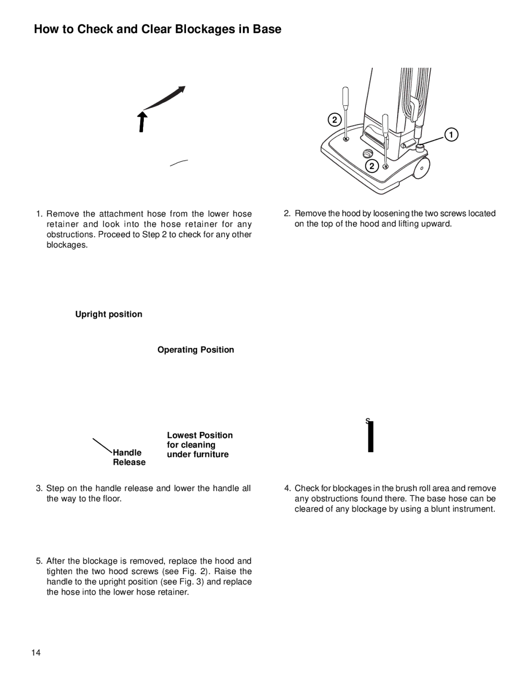 Eureka 4670 Series warranty How to Check and Clear Blockages in Base 