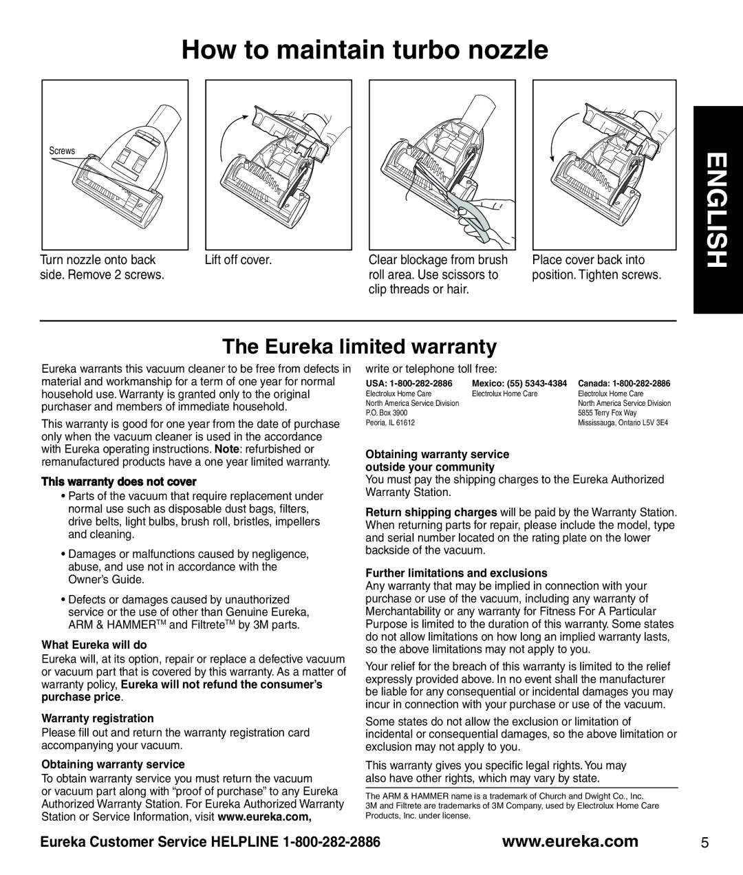 Eureka 470 manual How to maintain turbo nozzle 