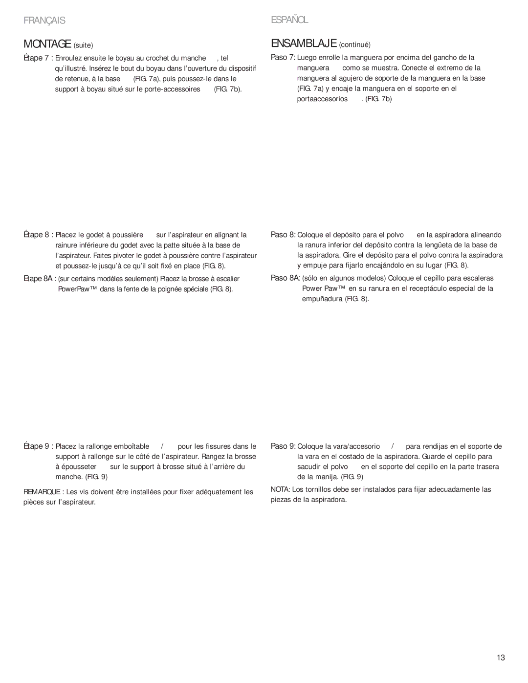 Eureka 4700 Series manual Montage suite 