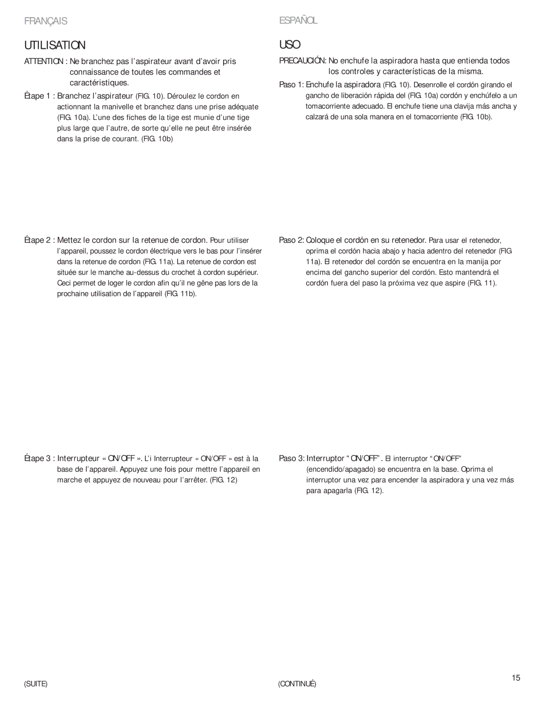 Eureka 4700 Series manual Utilisation, Uso 