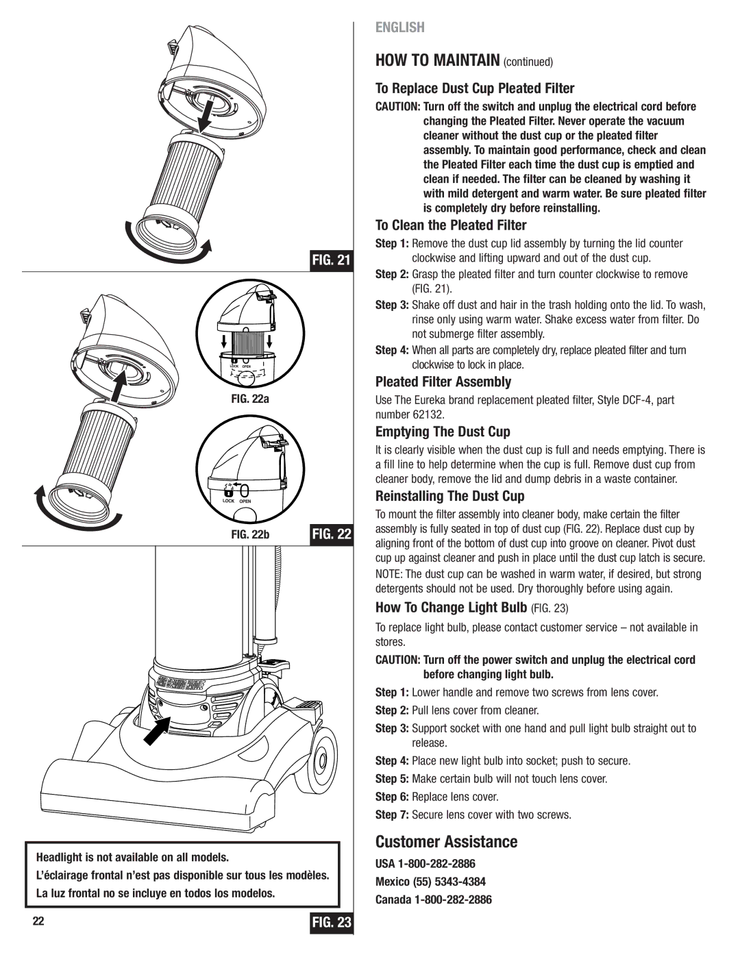 Eureka 4700 Series manual HOW to Maintain, Pleated Filter Assembly, Emptying The Dust Cup, Reinstalling The Dust Cup 