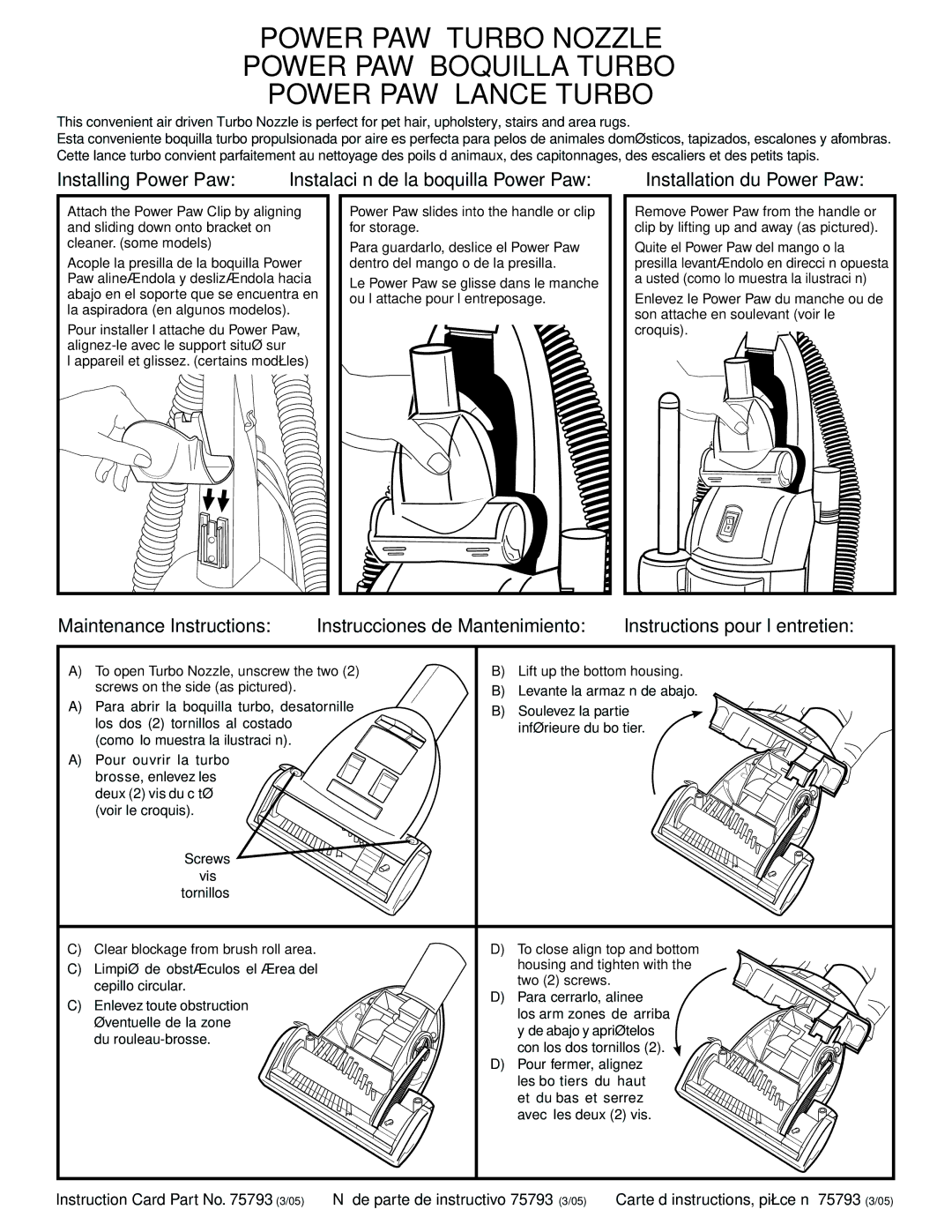 Eureka 4700 Series manual Installing Power Paw 