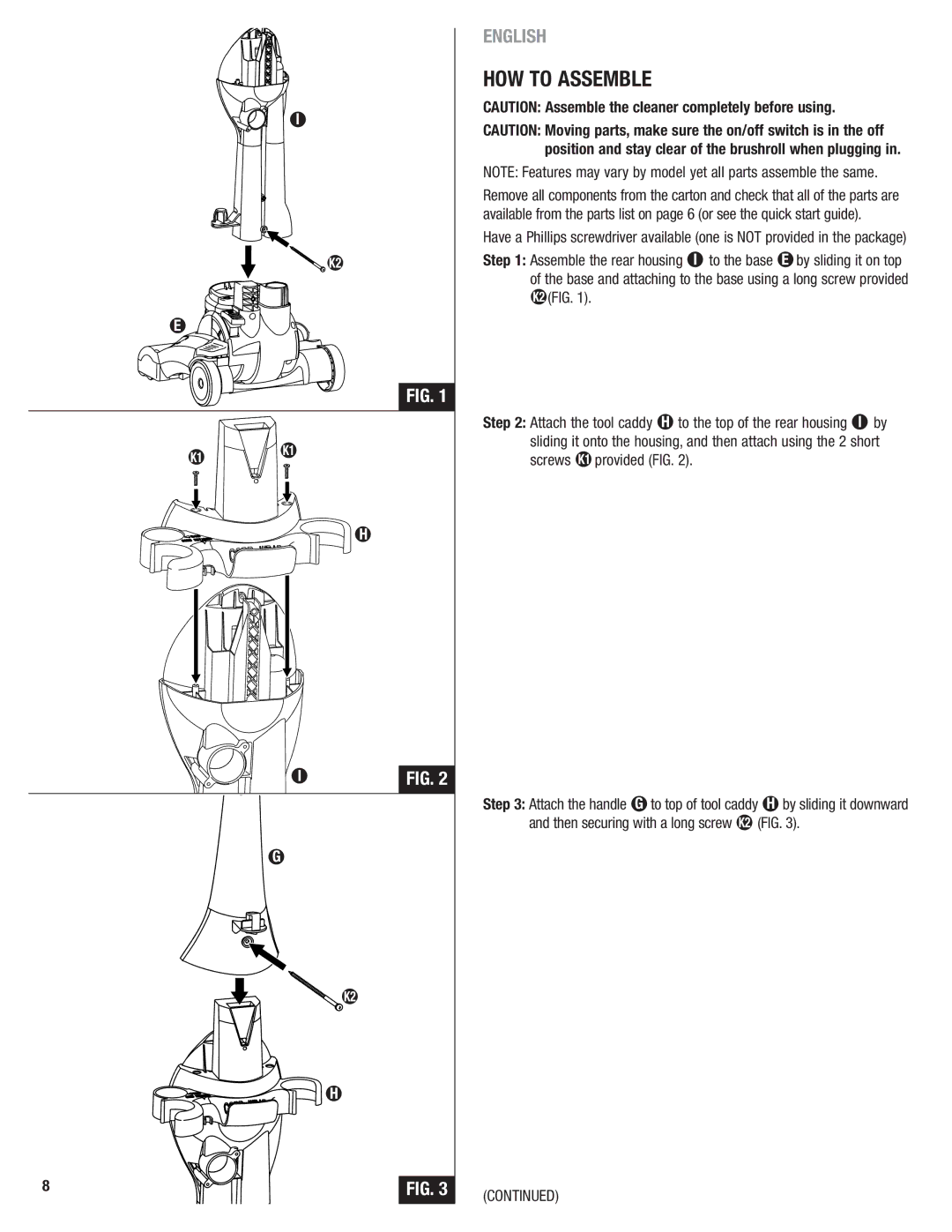 Eureka 4700 Series manual HOW to Assemble, FIG..163 