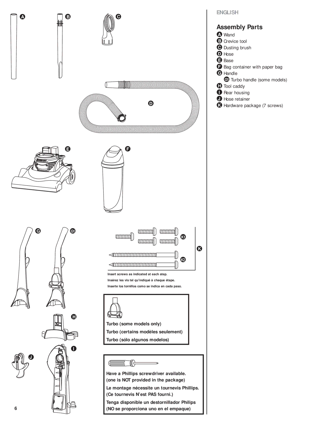 Eureka 4750A manual GG1, Assembly Parts 