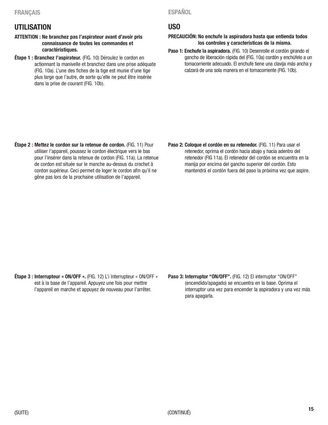 Eureka 4750 manual Utilisation, Uso 