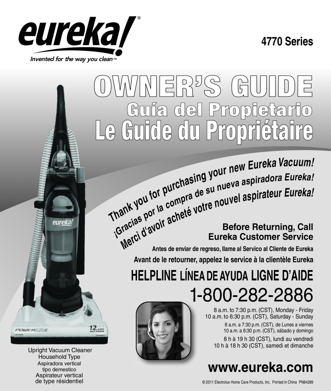 Eureka 4770 series manual Owner’S Guide, Le Guide du Propriétaire, Guía del Propietario, Series 
