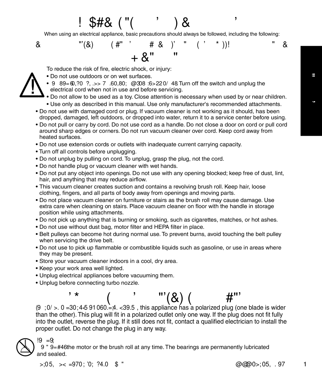 Eureka 4870 manual Important Safeguards, Motor 