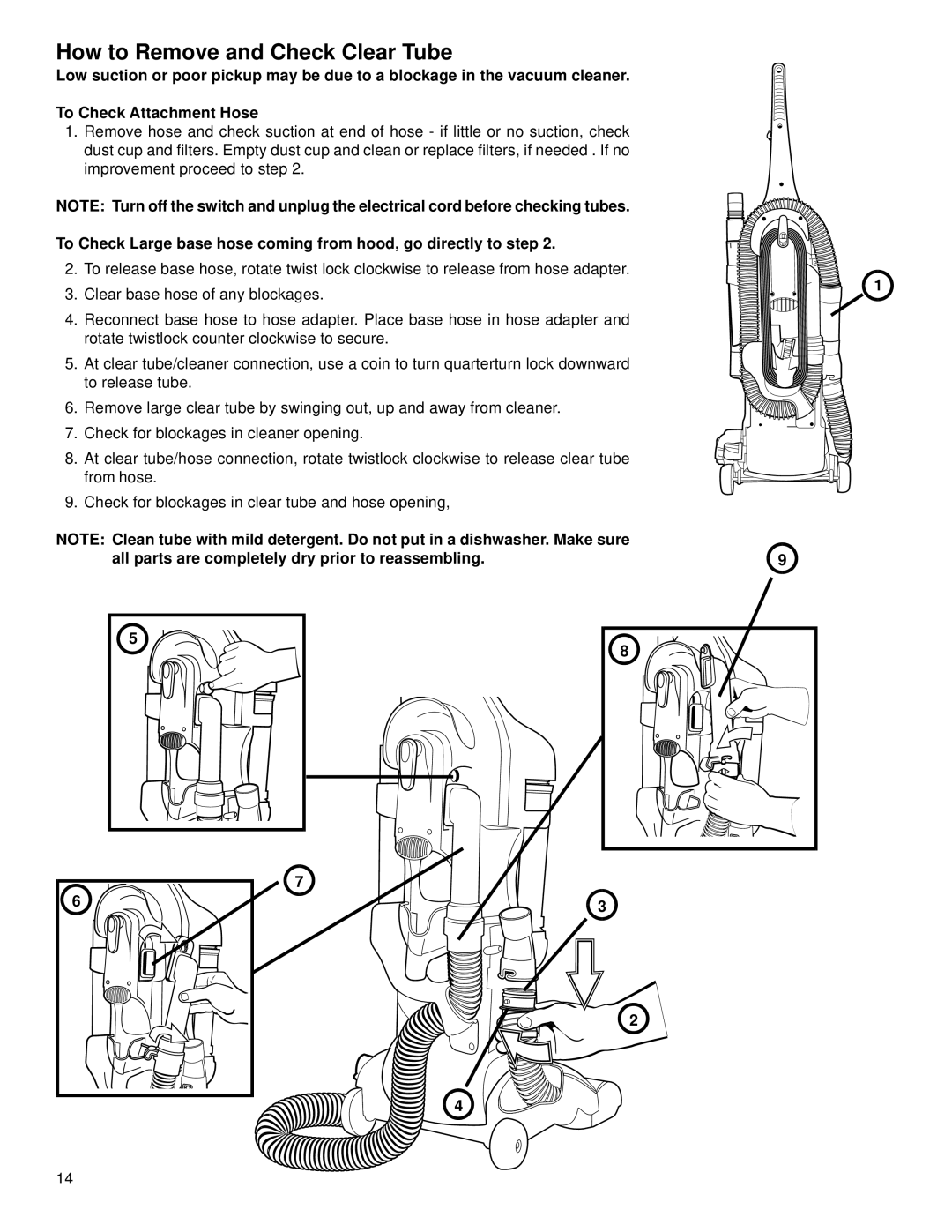 Eureka 4880 warranty How to Remove and Check Clear Tube 